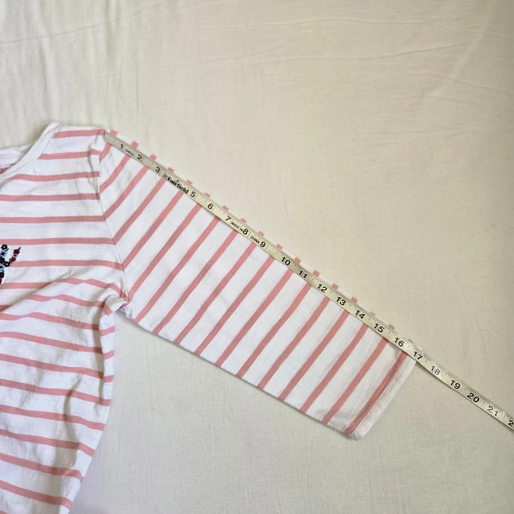 Talbots 'Lovely' Tee Shirt Top Pink Striped Embroidery 3/4 Sleeves Size L Petite - Picture 9 of 9